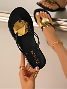 Women's Fashionable Flat Slides, Casual Comfortable Soft Slippers for Beach, Outdoor, Daily Wear, Female All-match Round Toe Slide Shoes for Daily Wear, Girl, Beach Sandals, Casual Flip Flops