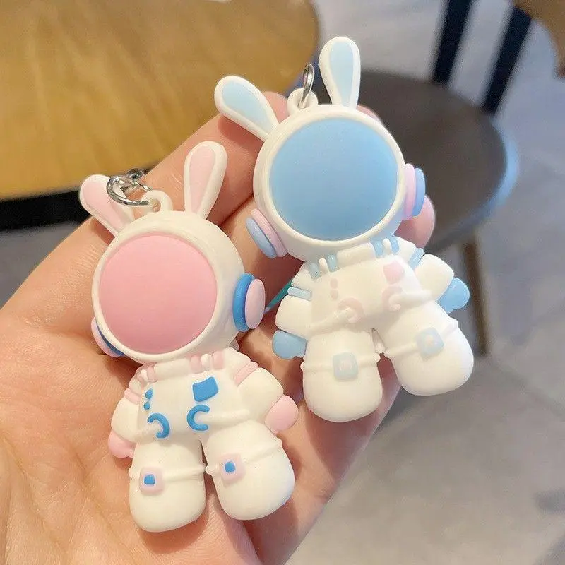 Space Rabbit Leather Keychain Car Gift Pendant Male and Female Couple Cartoon Doll Bag Pendant Activity Gift 2