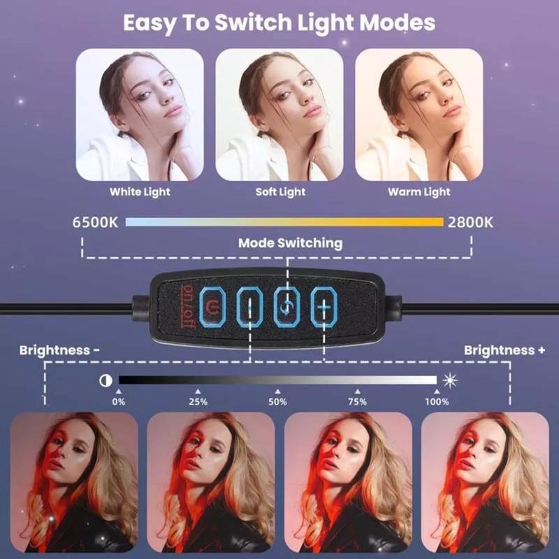 12'' LED Selfie Ring Light with 1.7M Tripod Stand Cell Phone Holder Makeup Live - Perfect for Photography - Camera Cellphone Adjustable Smartphone 2
