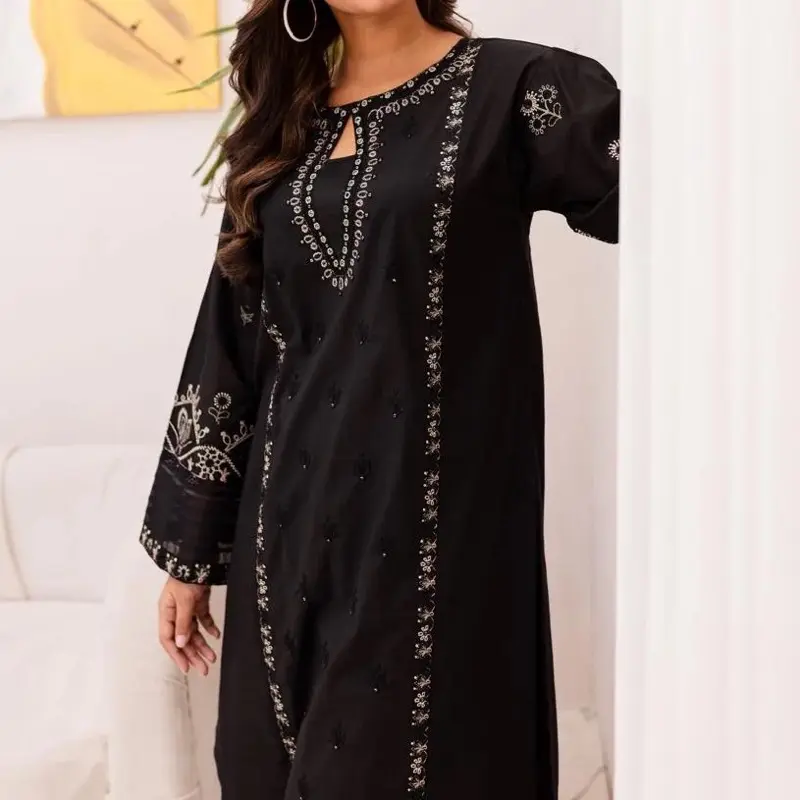 SilayiPret Lawn Embroidered 2PC Summer Dress Black - 1004 1