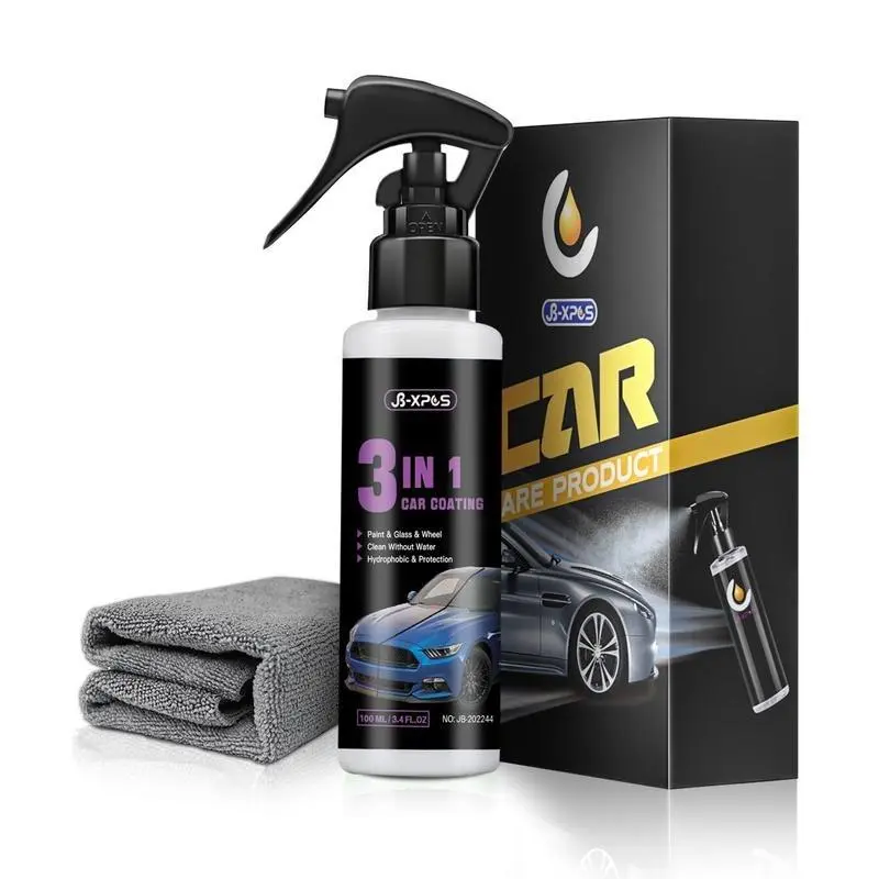 3 In 1 Car Coating Spray, 1 Count Portable Auto Nano Polishing Spraying Wax, Car Paint Polymer Sealent Protective Spray, Car Maintenance Accessories, Car Cleaning Kit