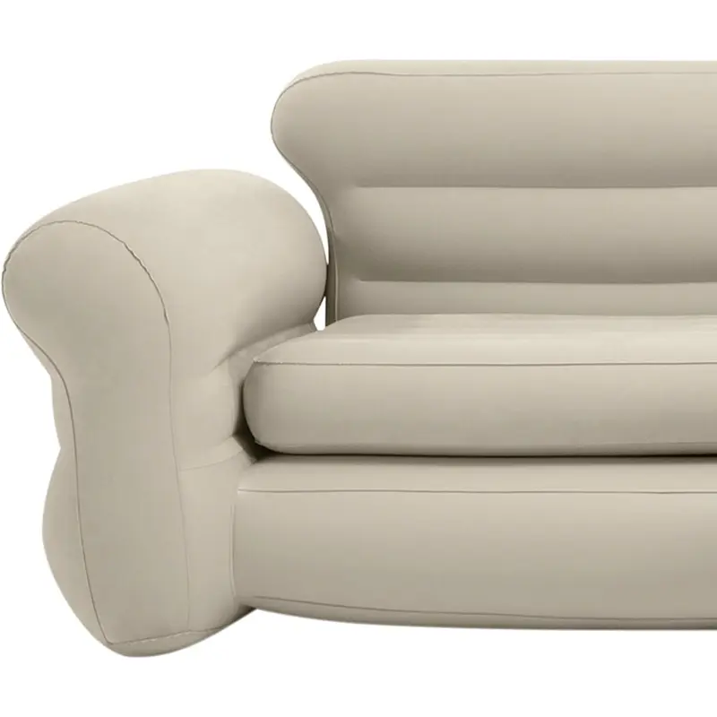 Inflatable Waterproof Flocked Top Surface Corner Living Room Air Mattress, Sectional Sofa Couch for Any Rec Room, Game Room, or Dorm Room 257 X 203 X 76 CM - Beige 6