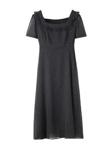 Plus-Size Short Sleeve Maxi Dress | Elegant Waist-Defining Polka Dot A-Line French-Inspired Casual Summer Dress