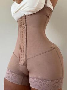 1 Count Fajas Women's Body Shaperwear, Colombian Shapewear,women's Plain Contrast Lace Open Busthook & Eve Closure Shapewear Bodysuit, High Compression High Stretch Tummy Control Butt Lifting Body Shaping Romper,ladies Sexy Shapewear for Daily Wear