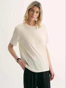 Cloudy airy 15.5mm cashmere loose and comfortable round neck versatile commuting short-sleeved T-shirt for women in summer