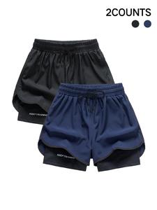 Men's Letter Print 2-IN-1 Drawstring Waist Shorts, Casual Breathable Elastic Waist Shorts for Summer, Men's Bottoms for Daily Wear
