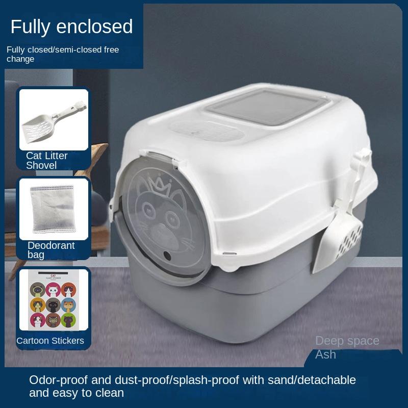 Cat Litter Box Fully Enclosed Cat Toilet Extra Large Deodorizing Anti-Splash with Sand Kitten Sand Poop Box Cat Supplies 4