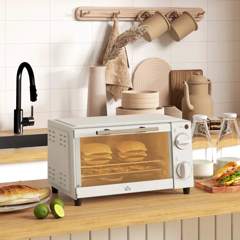 HOMCOM Mini Oven 9L - Countertop Electric Grill & Toaster Oven with Adjustable Temperature, 750W 3
