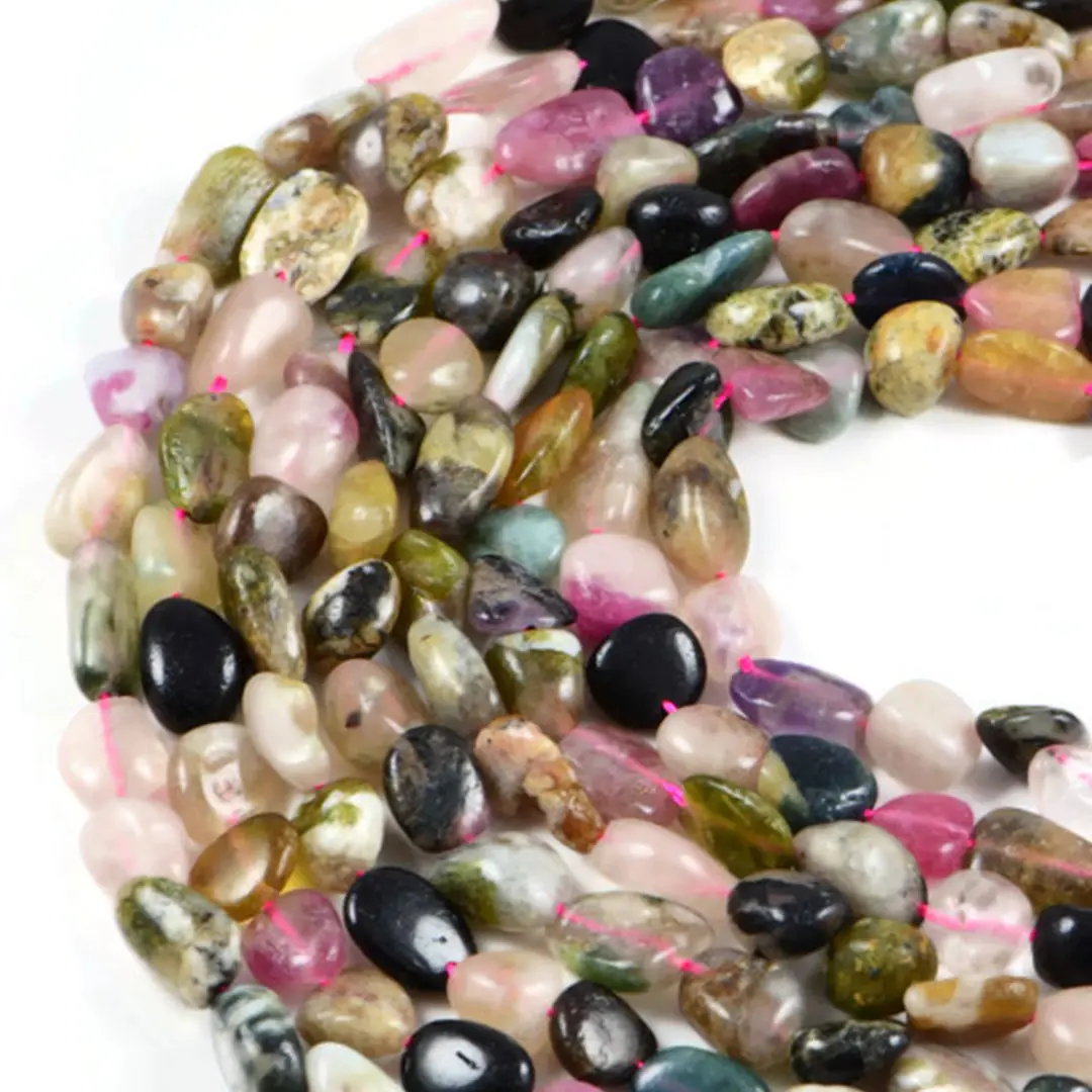 Natural Tourmaline Semi-Precious Beads - 8X10mm - 15.5 Inch Strand - Jewelry Making, Healing Necklaces, Bracelets, and Handmade Designs – AqBeadsUk