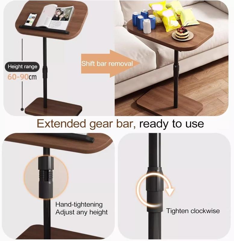 Adjustable Height Tiltable 360° Swivel C-Shaped Side Table, Couch Side End Table Small End Table Bedside Table for Living Room, Bedroom 1