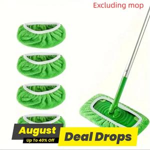 Wet & Dry Mop Cloth, 4 Counts Durable Mop Cloth, Easy To Clean Design, Household Cleaning Supplies for Home Kitchen Bathroom, Microfiber Mop Refills, Microfiber Mop Head