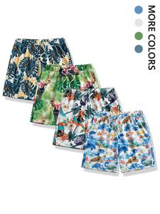 Men's Tropical Print Drawstring Waist Shorts, Casual Loose Quick Drying Elastic Waist Shorts for Summer, Men's Bottoms for Beach Vacation Holiday
