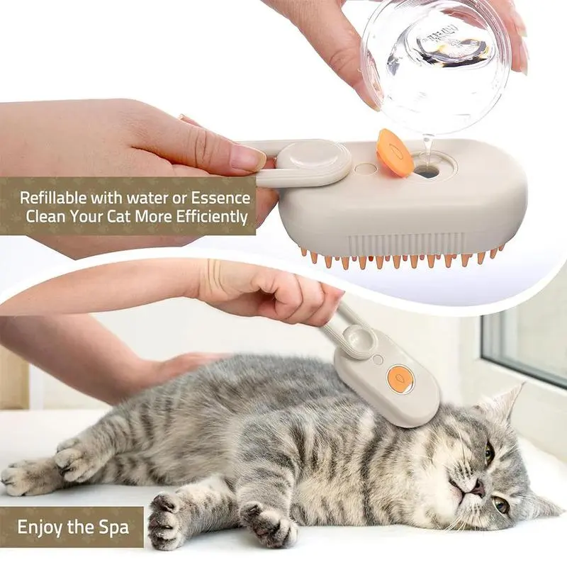 Cat Spray Comb, 3-in-1 Cat Spray Cleaner, Silicone Massage Combing Brush, Pet Hair Clean Brush Comb, Suitable for Cats and Dogs, Pet Products 2