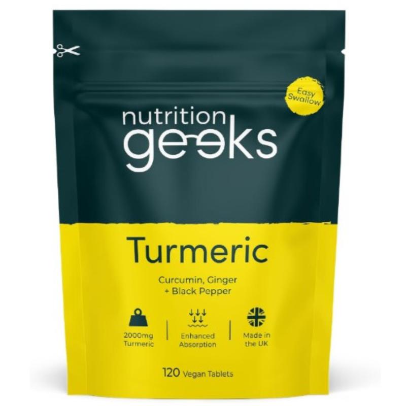 Nutrition Geeks Turmeric Tablets 2000 mg with Black Pepper & Ginger, High Strength Curcumin Supplements, Vegan and Gluten Free, UK Made, 120 Count 0