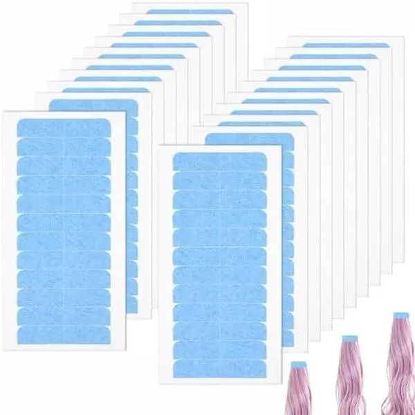 240 Pcs Hair Extension Tapes Double-Sided Adhesive Tabs for Tape-in Hair Extensions, Wigs, and Hairpieces, 4 x 0.8 cm, Replacement Tapes (Blue).