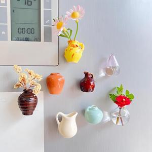 Mini Ceramic Design Fridge Decorating Magnet, 8 Counts/set Creative Mini Ceramic Design Fridge Magnet, DIY Fridge Magnet for Flower Home Decoration Gift, Ceramic Vase Magnets for Kitchen