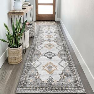 Boho Style Geometric Pattern Rug, Non-slip Washable Floor Mat, Soft Floor Carpet for Home Living Room Bedroom Decor