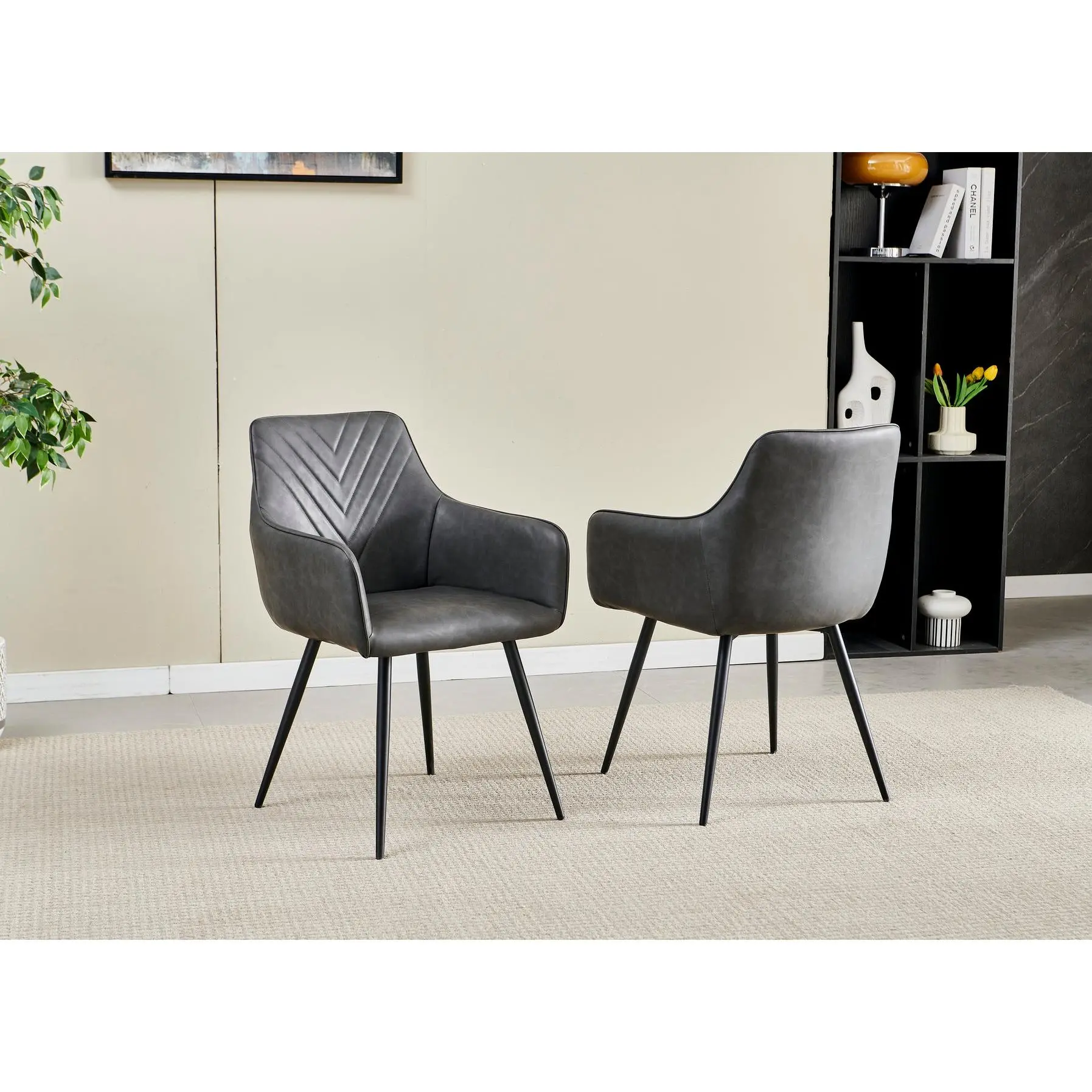 Chicago Dark Grey PU Dining Chair