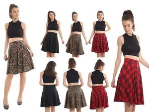 Findfashion Women's Ladies Pleated Waist Band Flared Swing Skater Skirt