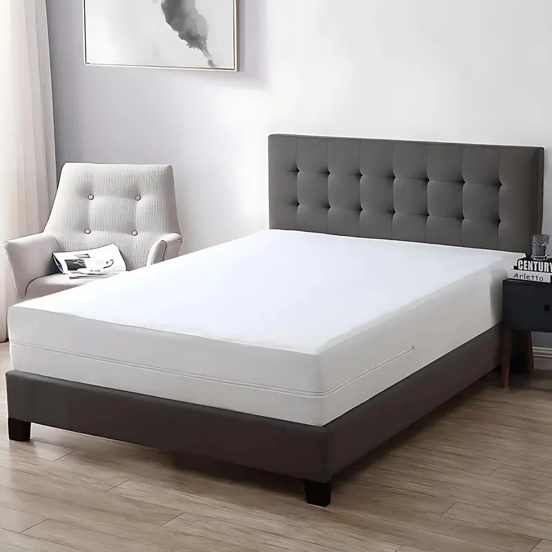 Waterproof 6 sided Encasement  Zipped Mattress Protector cover, Bed Bug Proof ,30cm Fitted Skirt for Kids and Adults Bedding White All Size 0