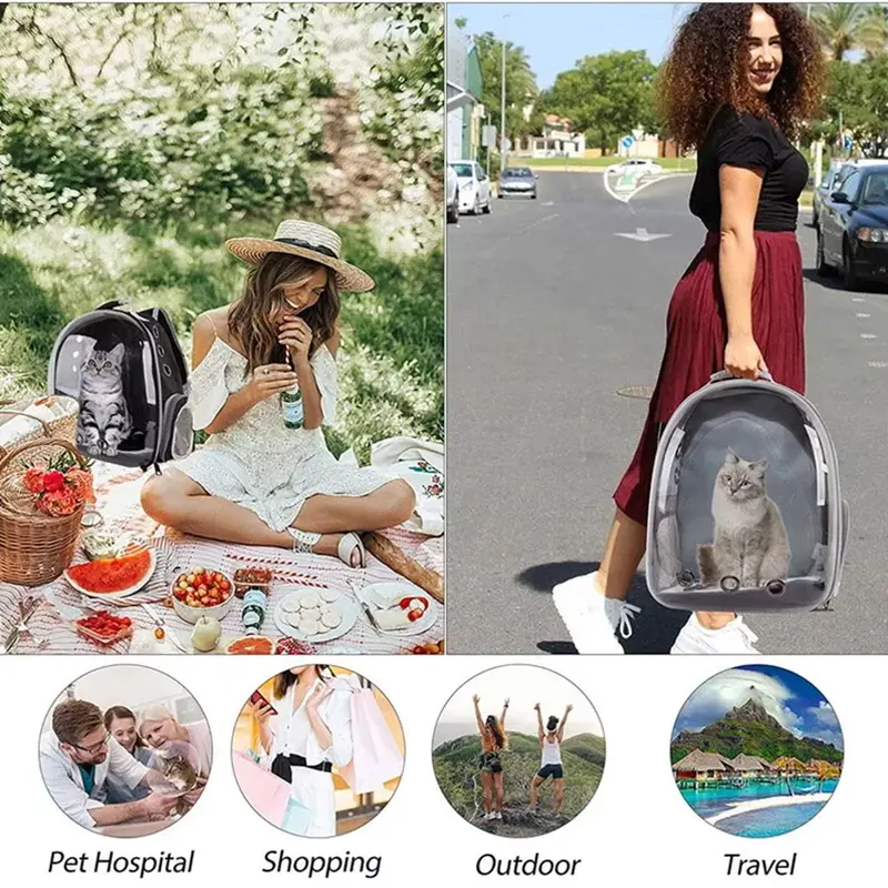 Astronaut Window Pet Backpack - Transparent Cat & Dog Carrier, Breathable Travel Bag for Small Pets - Space-Themed Design 4