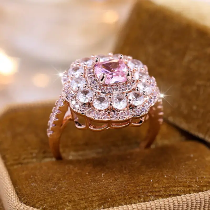Pink designer rings for women suitable for daily wear Proposal party jewelry Valentine's Day gift 1