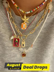 Cute Colorful Beaded Necklace, Fashionable Starfish & Fish Design Pendant Necklace for Women & Girls, Trendy All-match & Exquisite Jewelry for Birthday Gift, Mothers Day Gift Ideas