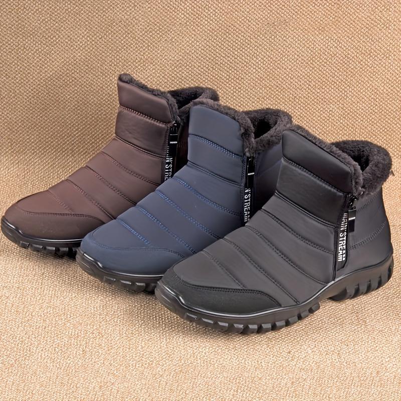 Men'S Solid Black Snow Boots with Side Zipper - Warm Fleece Lined, Non-Slip Ankle Boots for Winter Hiking and Trekking, and Breathable, Winter Hiking Boots|Stylish Winter Boots| Boots 2