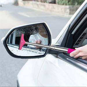 Long Handle Rearview Mirror Wiper, Auto Mirror Squeegee Cleaner, Cars Mirror Mist Cleaner, Cleaning Brush, Cars Washing Kit, Car Detailing Accessories, Car Cleaning Supplies Cleaner, Car Detailing Products