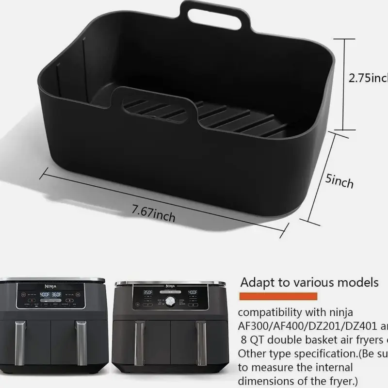 2 PCS Air Fryer Silica Gel Baking Pan Dual Basket Liner Handle baking oven New 1