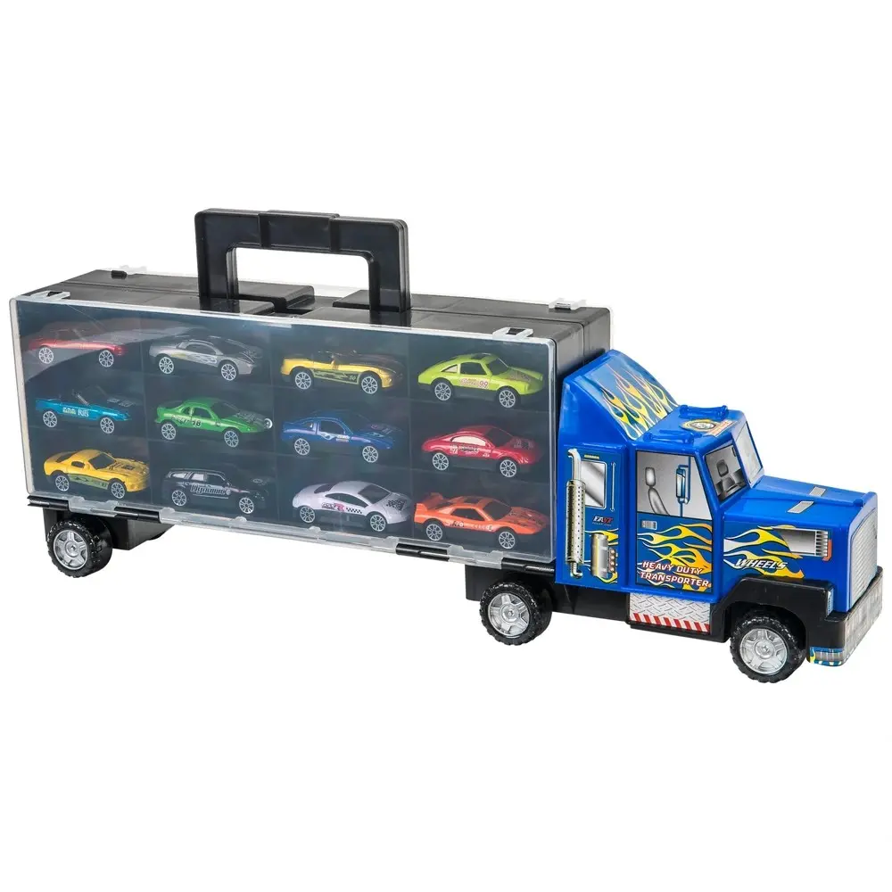 Super Wheelz Diecast Truck Carry Case Set with 12 Cars
