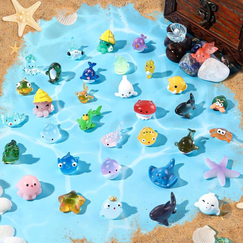 36pcs Mini Sea Animals Resin Tiny Ocean Animals Figurines Aquarium Ornaments 1
