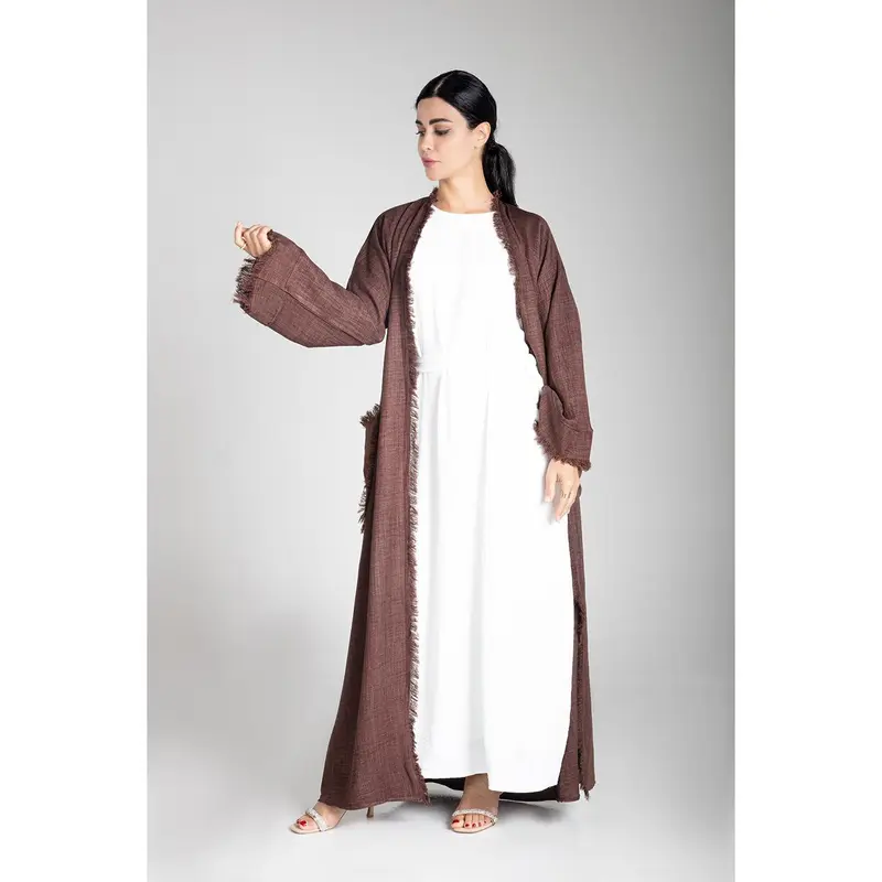 Pastel Brown Linen Kimono 2