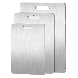 Stainless Steel Chopping Board, 1 Piece Double Sided Food Grade Chopping Board, Kitchen Cutting Board for Meat, Fruit, Vegetable
