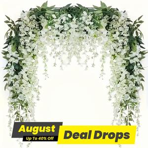 Artificial Wisteria Flower Garland, 4 Counts Fake Flower Garland, Decorative Flowers for Home, Garden, Wedding, Flower Design, Flower Arrangement, Eternal Flowers, Plants, Decoration Bouquet, Elegant Artificial Plants, Artificial Hanging Plant