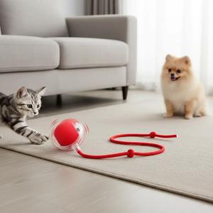 Electric Cat Ball Toy with Rope, Interactive Cat Teaser Toy, Automatic Rolling Ball Toy, Pet Supplies, Dog & Cat Accessories
