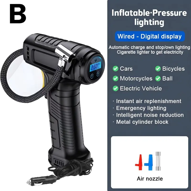 Car Air Pump Compressor Automotive 120W Rechargeable Portable Tire Inflator Equipment Digital Display Pump for Machine 8
