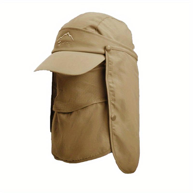 [Gentle Care] Men's Quick-Dry Sun Protection Hat for Outdoor Fishing - Breathable Mesh Baseball Cap with Face & Neck Coverage, Moisture-Wicking Polyester, Adjustable Buckle Closure, Ideal for New Year's Adventures, Fishing Accessory 3
