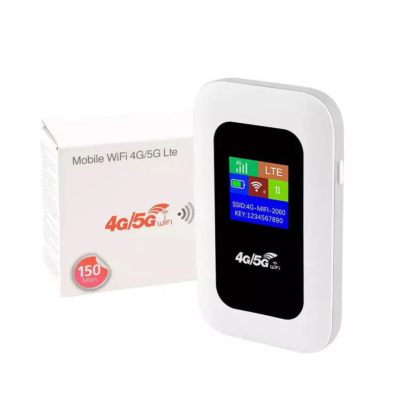 4G LTE Portable WiFi Router 5G Unlocked LTE LCD Display 150Mbps High Speed MiFi Hotspot with SIM Card Slot & USB Cable 2