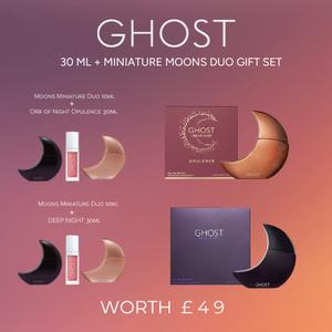 GHOST 30ml + Miniature Moons Duo Gift Set | Orb of Night Opulence or Deep Night Full-size (30ml)+Moons Miniature Duo Fragrance (10ml x2)  Gift Set  | Includes 30ml Perfume + Iconic Miniature Duo + Lip Oil |  | Luxury Perfume for Women