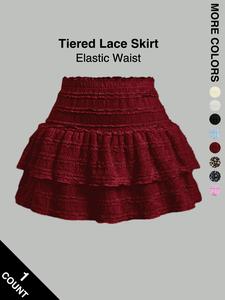 Women's Solid Ruffle Hem lovely Skort, Casual Comfy Breathable Skort for Daily Wear, Ladies Sportswear for All Seasons