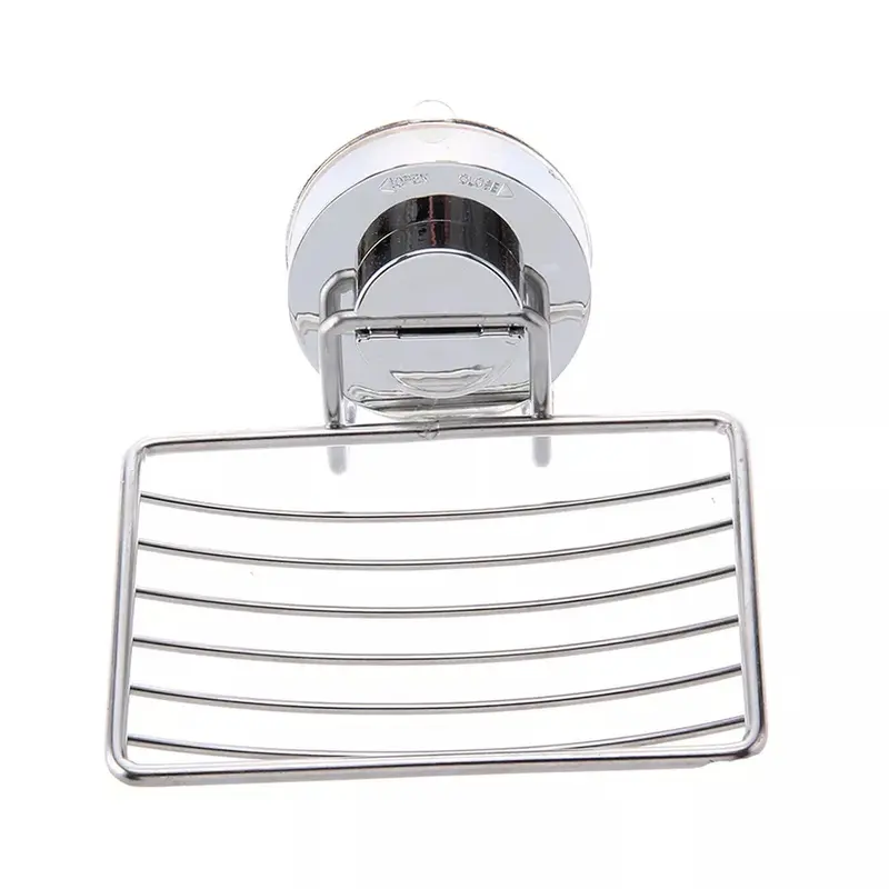 Strong Suction Bathroom Shower Chrome Accessory Soap Dish Holder Cup Tray UK 3