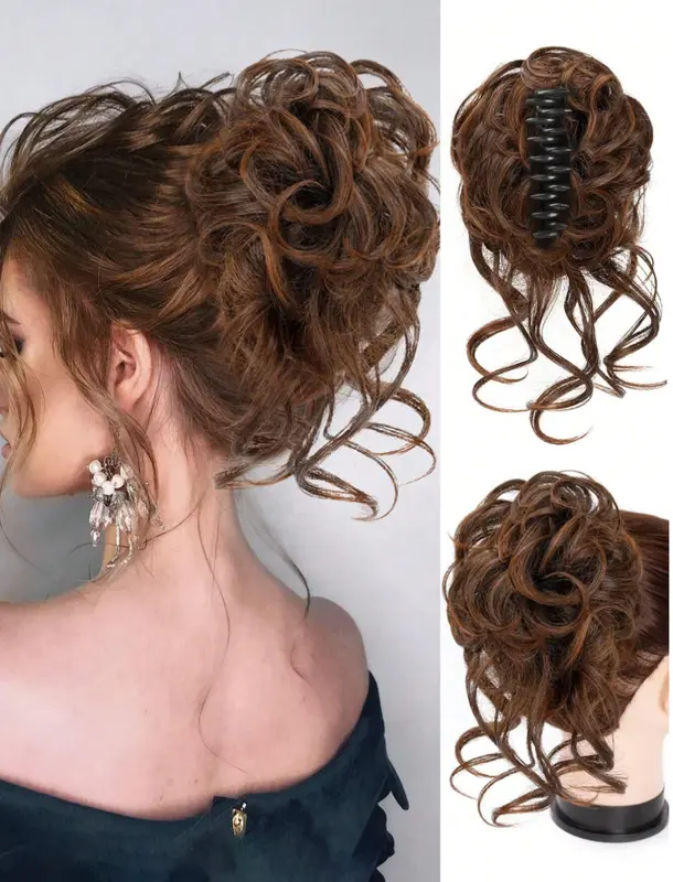 Clip Messy Bun Hair Pieces For Women Wavy Curly Hair Bun Extensions 4