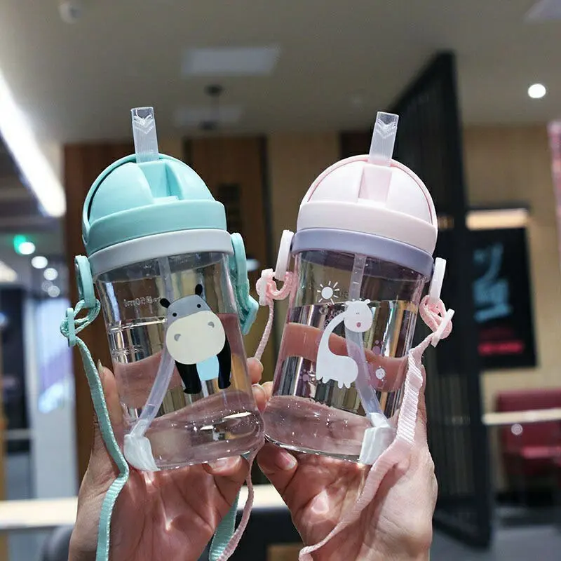 350ml Kids Drinking Cup Feeding Bottle With Straw Gravity Ball Wide Caliber Bottle 0