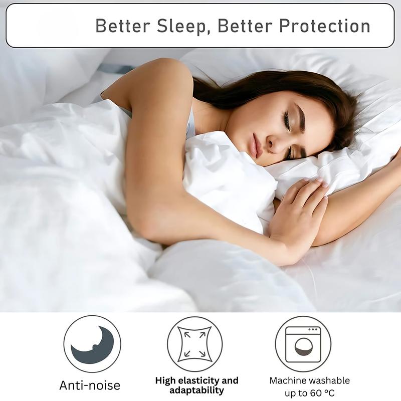 Waterproof 6 sided Encasement  Zipped Mattress Protector cover, Bed Bug Proof ,30cm Fitted Skirt for Kids and Adults Bedding White All Size 8