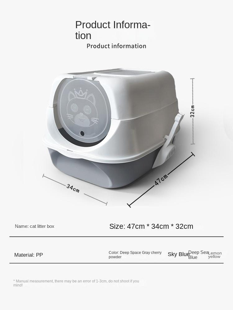 Product Introduction of Cat Litter Box Fully Enclosed Cat Toilet Extra Large Deodorizing Anti-Splash with Sand Kitten Sand Poop Box Cat Supplies 2