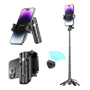 Selfie Stick Tripod, Extendable Grip Phone Tripod with Detachable Remote, 3-in-1 Mini Phone Grip, Vlog Livestreaming Photography Tool