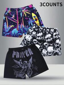 Men's All Over Print Shorts, Casual Comfy Breathable Shorts for Daily Wear, Mens Bottoms for Summer