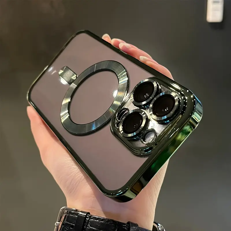Wireless Charging Shockproof iPhone Case - High-Quality Electroplated Magnetic Absorption with Clear TPU Material - Includes Lens Film Protector 4