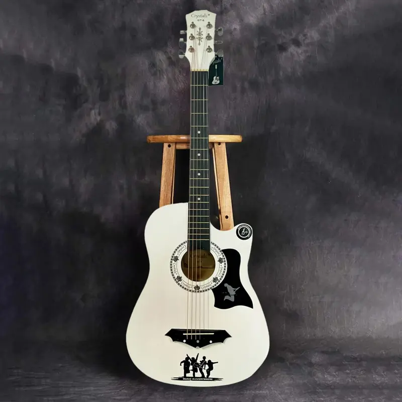 Acoustic Guitar Full Package Pack with Accessories - 4/4 Size 38" Classic 6 Strings (White) 5